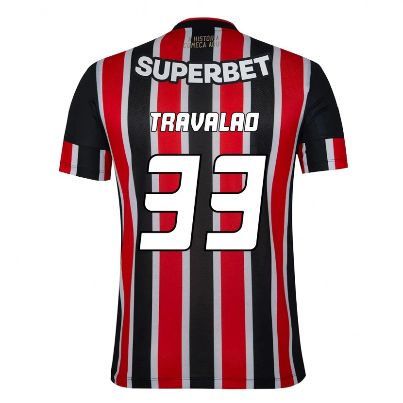 Danxen Bambino Maglia Rafa Travalão #33 Nero Rosso Kit Gara Away 2025/26 Maglietta