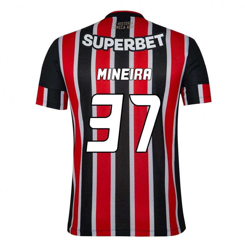 Danxen Bambino Maglia Rafa Mineira #37 Nero Rosso Kit Gara Away 2025/26 Maglietta