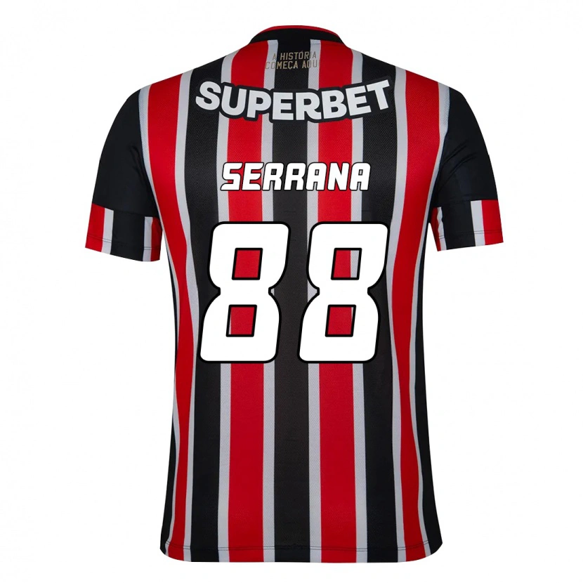 Danxen Bambino Maglia Serrana #88 Nero Rosso Kit Gara Away 2025/26 Maglietta