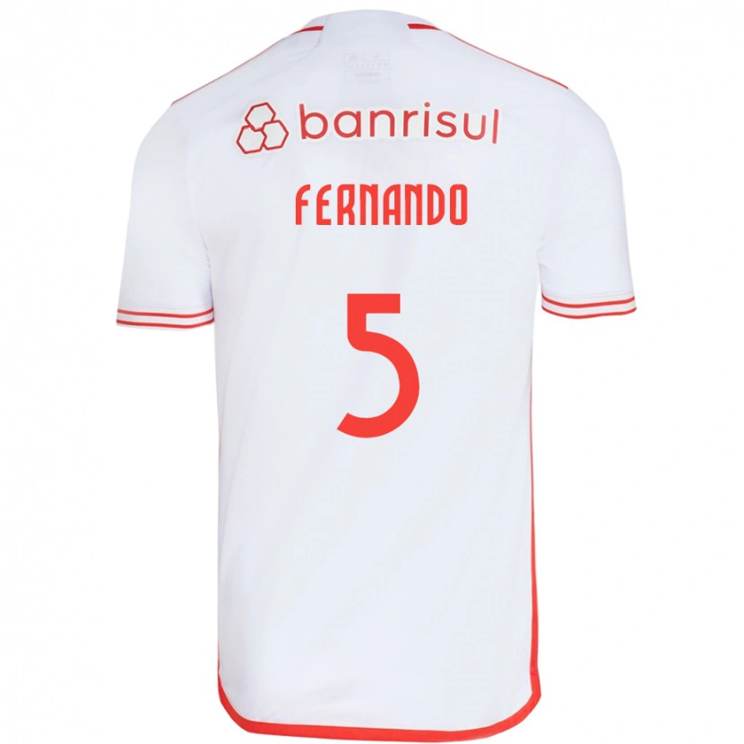 Danxen Bambino Maglia Fernando #5 Bianco Rosso Kit Gara Away 2025/26 Maglietta