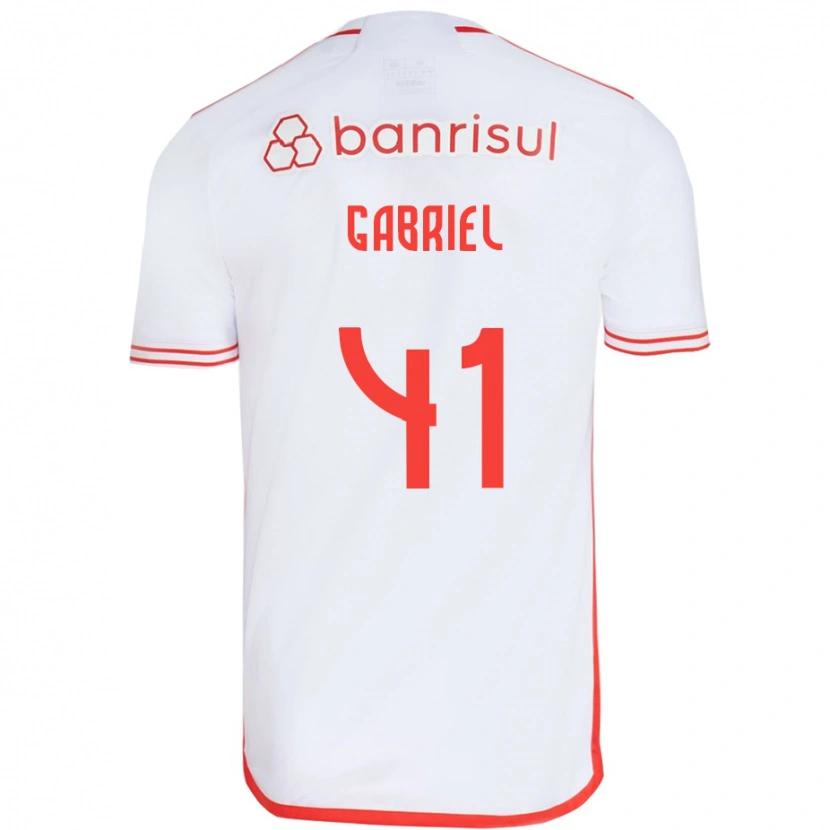 Danxen Bambino Maglia Victor Gabriel #41 Bianco Rosso Kit Gara Away 2025/26 Maglietta