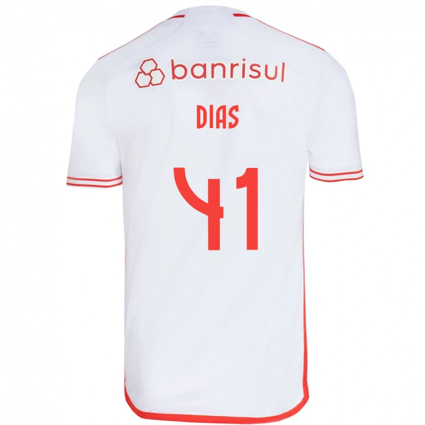 Danxen Bambino Maglia Matheus Dias #41 Bianco Rosso Kit Gara Away 2025/26 Maglietta