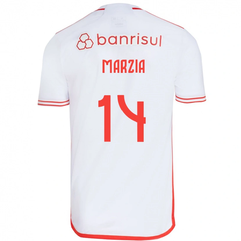 Danxen Bambino Maglia Marzia #14 Bianco Rosso Kit Gara Away 2025/26 Maglietta