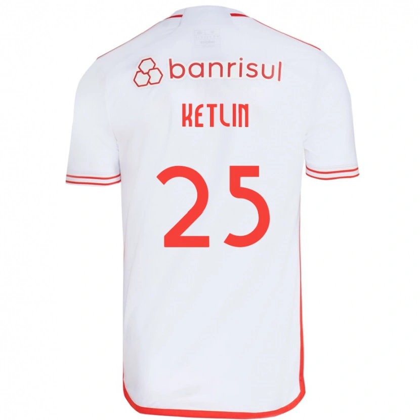Danxen Bambino Maglia Ketlin #25 Bianco Rosso Kit Gara Away 2025/26 Maglietta