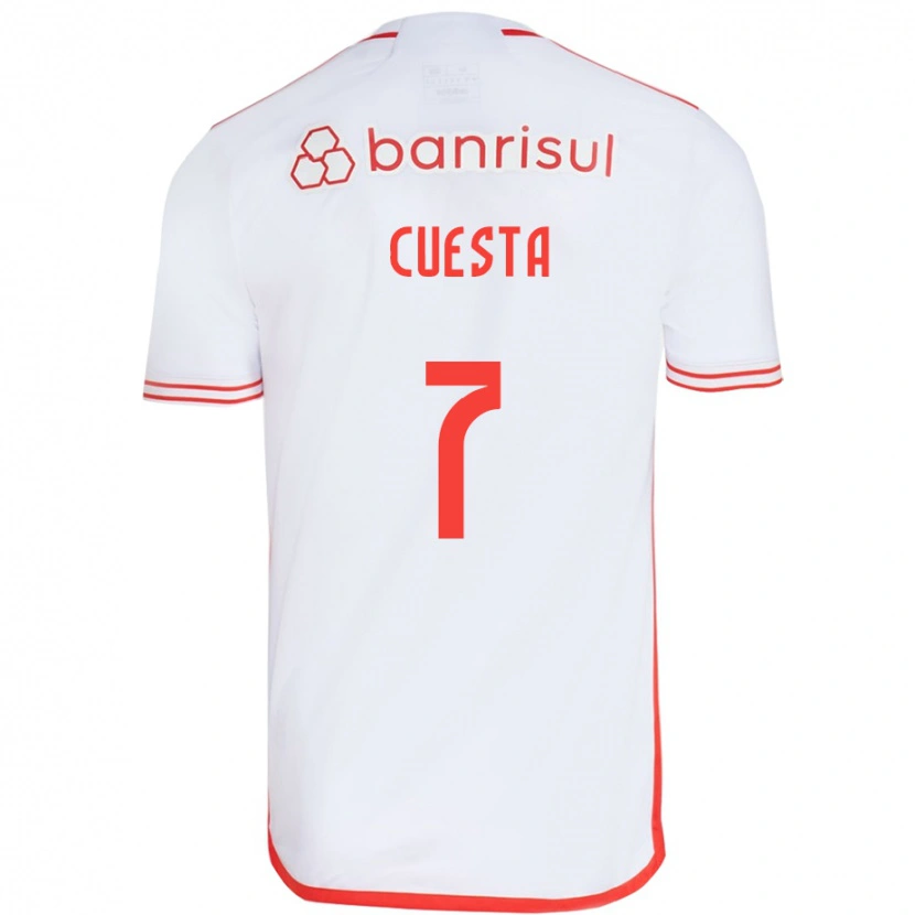 Danxen Bambino Maglia Juan Manuel Cuesta #7 Bianco Rosso Kit Gara Away 2025/26 Maglietta