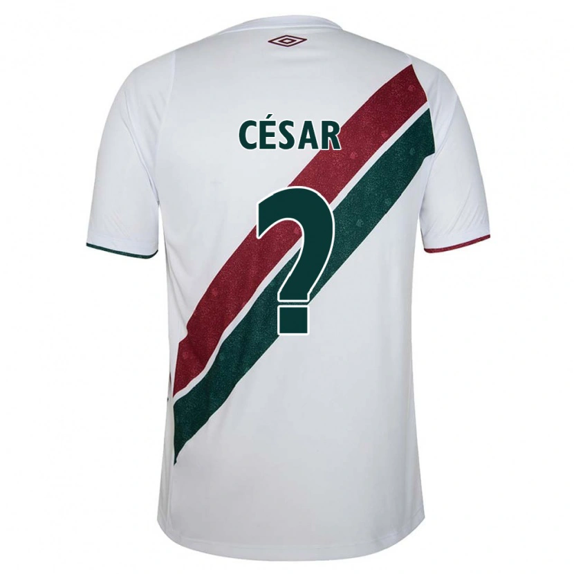 Danxen Bambino Maglia Adrian César #0 Bianco Verde Borgogna Kit Gara Away 2025/26 Maglietta