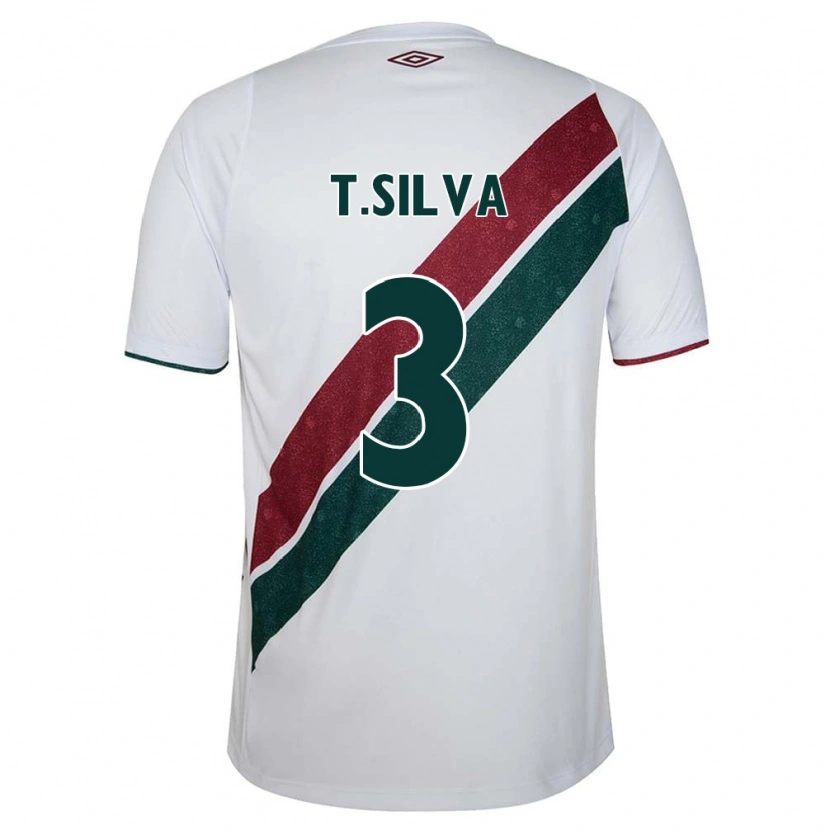 Danxen Bambino Maglia Thiago Silva #3 Bianco Verde Borgogna Kit Gara Away 2025/26 Maglietta