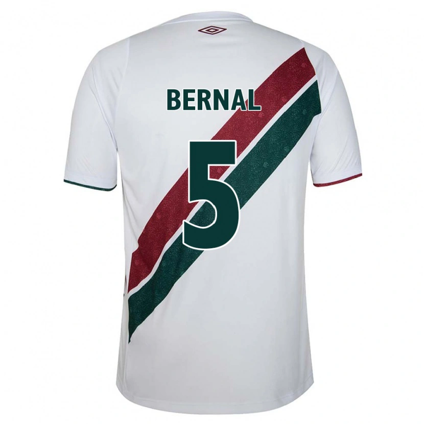 Danxen Bambino Maglia Facundo Bernal #5 Bianco Verde Borgogna Kit Gara Away 2025/26 Maglietta