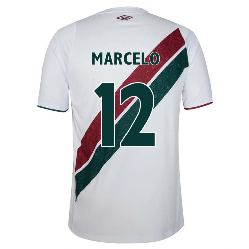 Danxen Bambino Maglia Marcelo #12 Bianco Verde Borgogna Kit Gara Away 2025/26 Maglietta