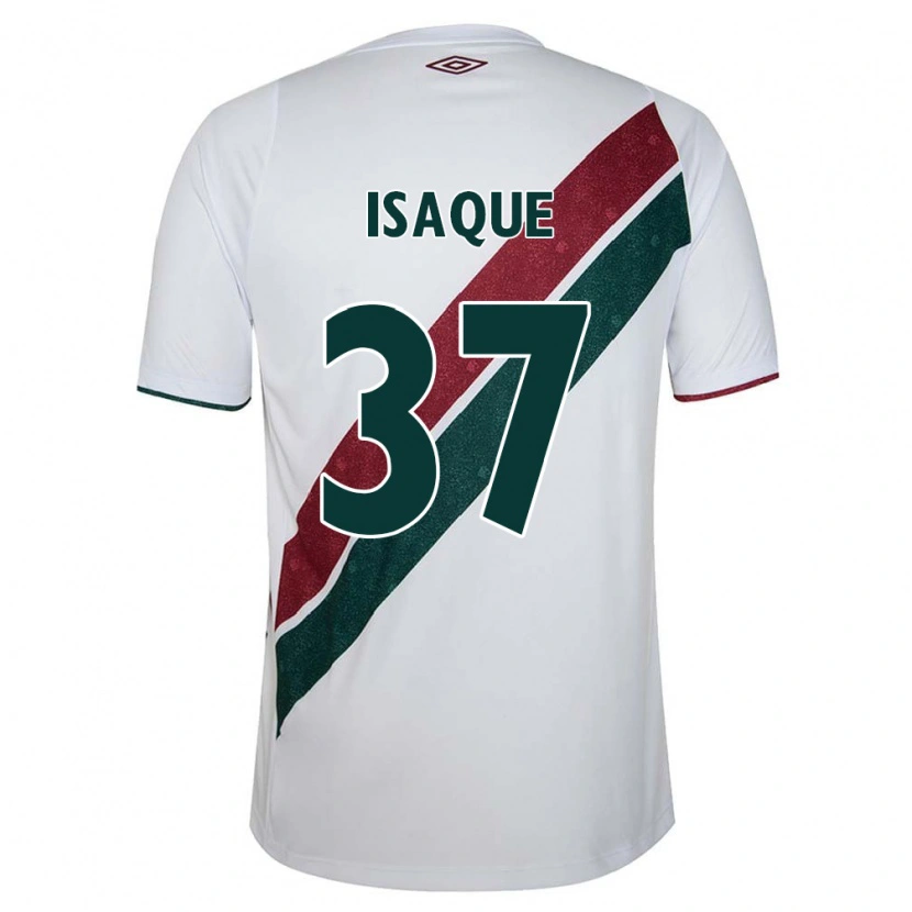 Danxen Bambino Maglia Isaque #37 Bianco Verde Borgogna Kit Gara Away 2025/26 Maglietta