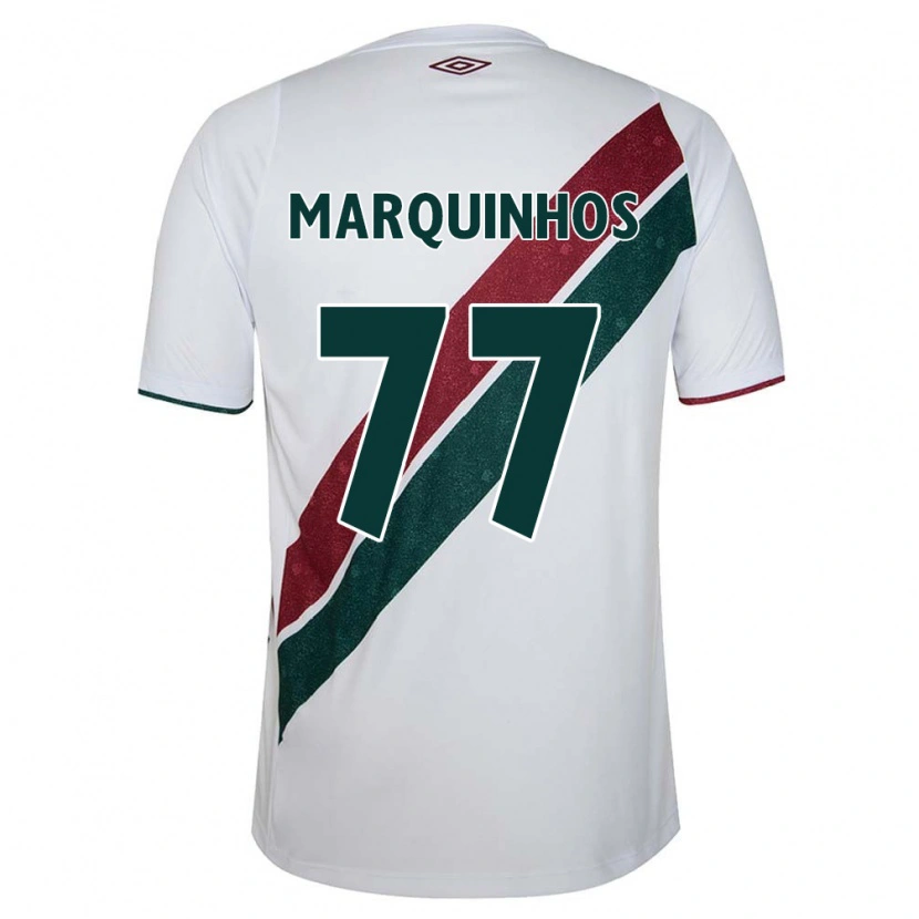 Danxen Bambino Maglia Marquinhos #77 Bianco Verde Borgogna Kit Gara Away 2025/26 Maglietta