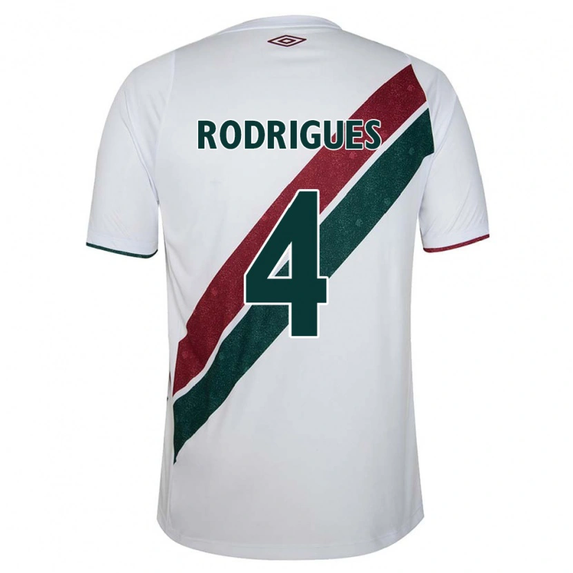 Danxen Bambino Maglia Nath Rodrigues #4 Bianco Verde Borgogna Kit Gara Away 2025/26 Maglietta