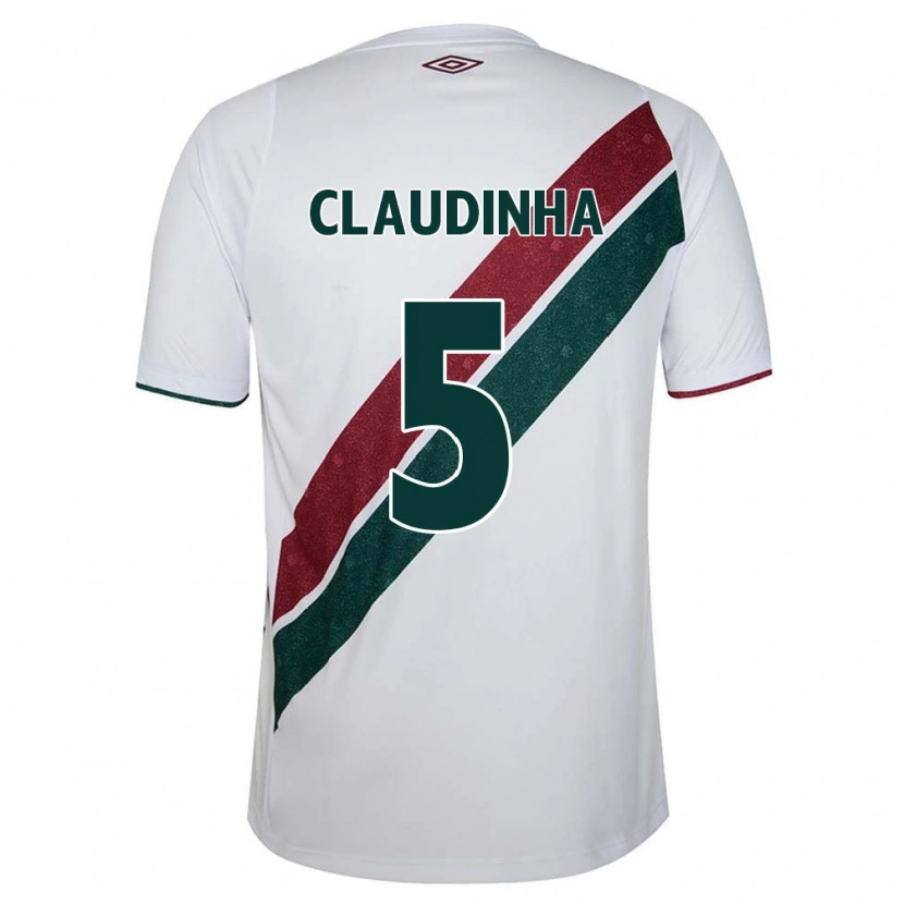 Danxen Bambino Maglia Claudinha #5 Bianco Verde Borgogna Kit Gara Away 2025/26 Maglietta