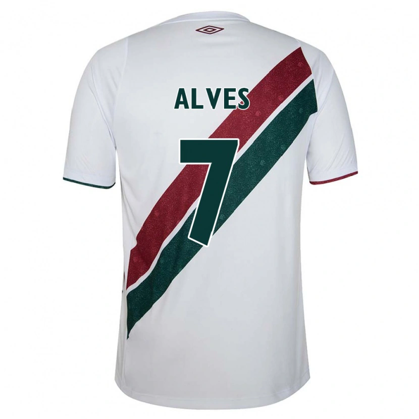 Danxen Bambino Maglia Geovana Alves #7 Bianco Verde Borgogna Kit Gara Away 2025/26 Maglietta