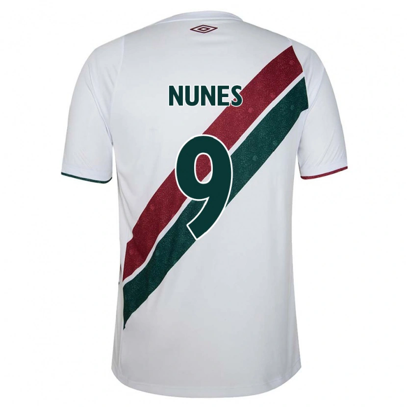 Danxen Bambino Maglia Carla Nunes #9 Bianco Verde Borgogna Kit Gara Away 2025/26 Maglietta