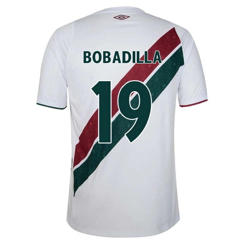Danxen Bambino Maglia Raul Bobadilla #19 Bianco Verde Borgogna Kit Gara Away 2025/26 Maglietta