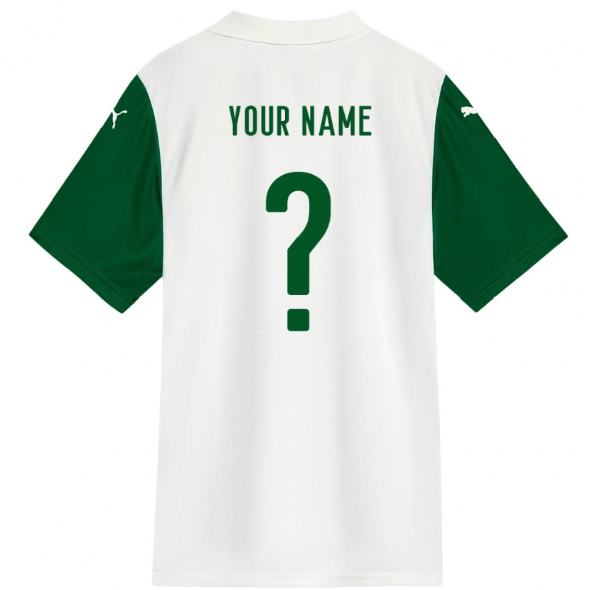 Danxen Bambino Maglia Il Tuo Nome #0 Bianco Verde Kit Gara Away 2025/26 Maglietta
