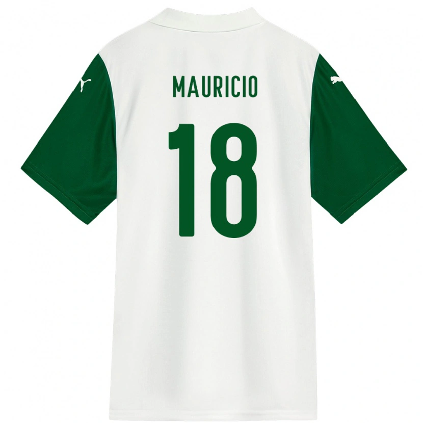 Danxen Bambino Maglia Mauricio #18 Bianco Verde Kit Gara Away 2025/26 Maglietta