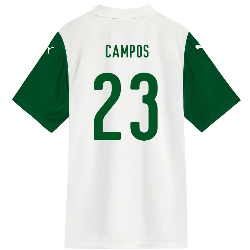 Danxen Bambino Maglia Victor Campos #23 Bianco Verde Kit Gara Away 2025/26 Maglietta
