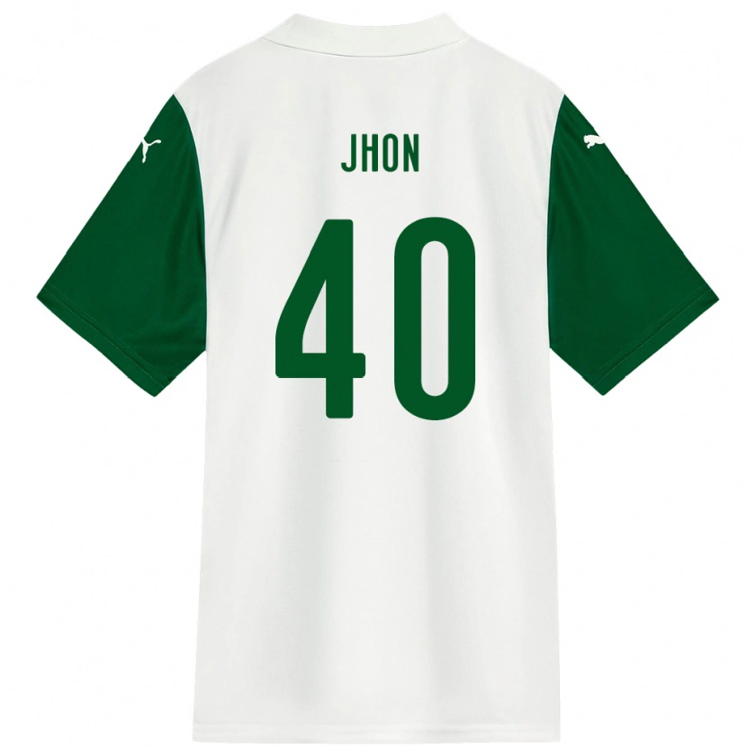 Danxen Bambino Maglia Jhon Jhon #40 Bianco Verde Kit Gara Away 2025/26 Maglietta