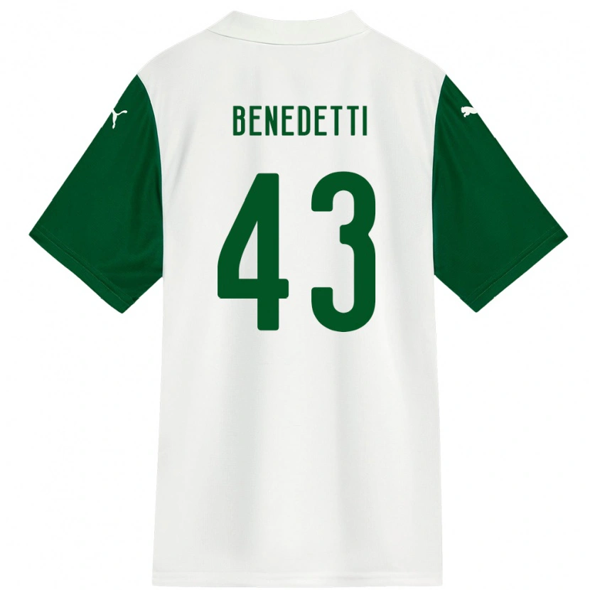 Danxen Bambino Maglia Luis Benedetti #43 Bianco Verde Kit Gara Away 2025/26 Maglietta