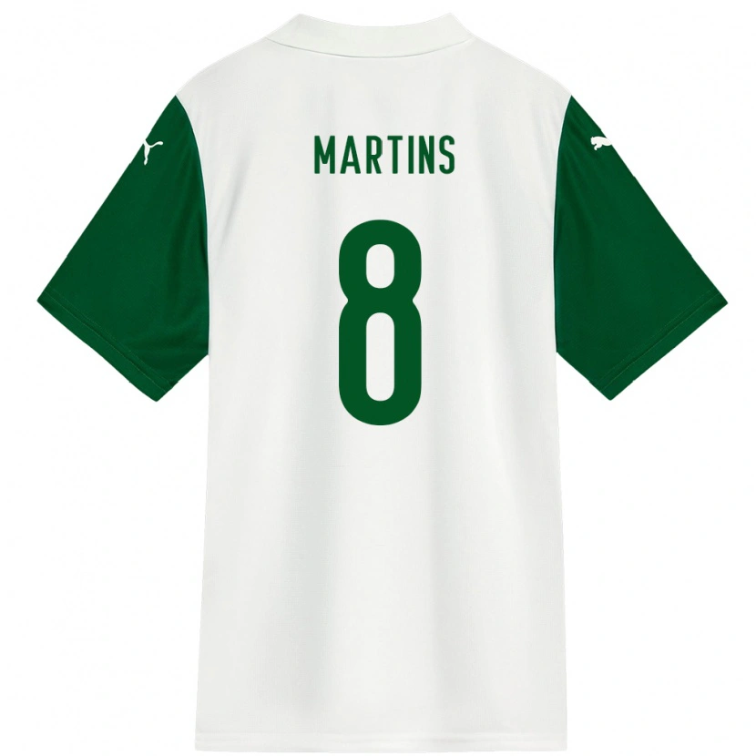 Danxen Bambino Maglia Diany Martins #8 Bianco Verde Kit Gara Away 2025/26 Maglietta