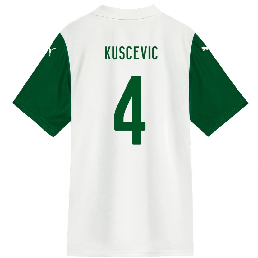 Danxen Bambino Maglia Benjamin Kuscevic #4 Bianco Verde Kit Gara Away 2025/26 Maglietta