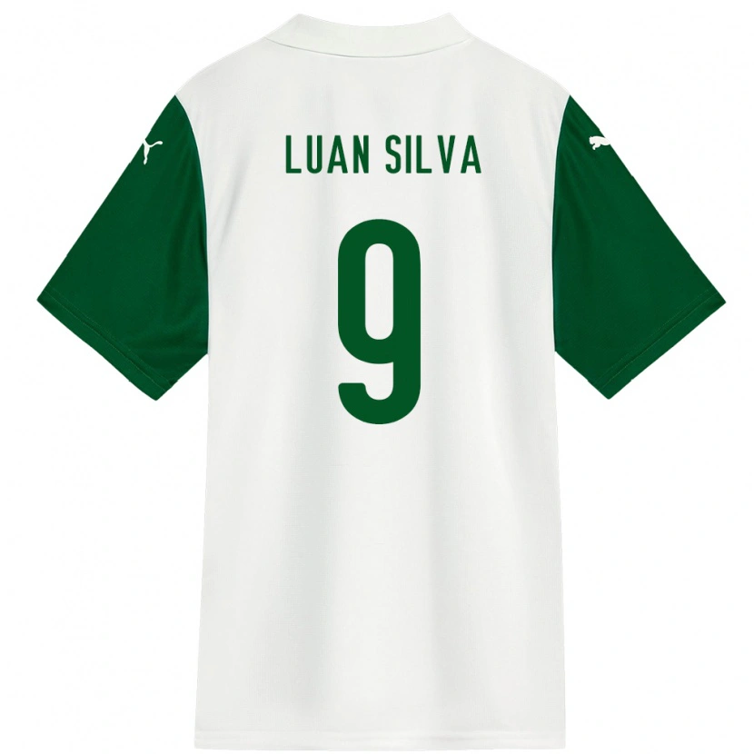 Danxen Bambino Maglia Luan Silva #9 Bianco Verde Kit Gara Away 2025/26 Maglietta