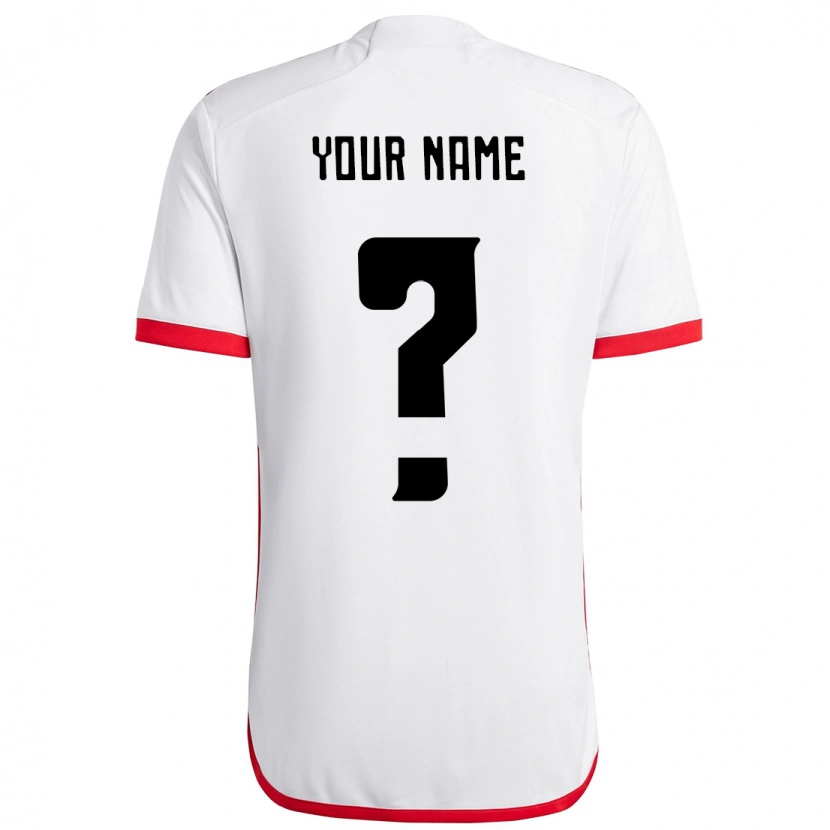 Danxen Bambino Maglia Il Tuo Nome #0 Bianco Rosso Kit Gara Away 2025/26 Maglietta