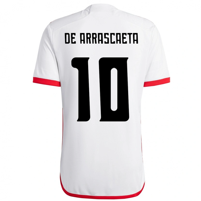Danxen Bambino Maglia Giorgian De Arrascaeta #10 Bianco Rosso Kit Gara Away 2025/26 Maglietta