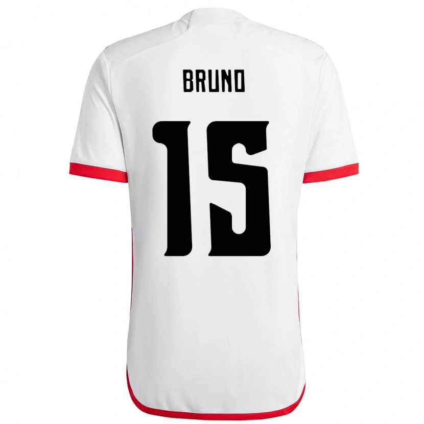 Danxen Bambino Maglia Fabrício Bruno #15 Bianco Rosso Kit Gara Away 2025/26 Maglietta