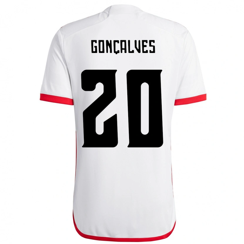 Danxen Bambino Maglia Matheus Gonçalves #20 Bianco Rosso Kit Gara Away 2025/26 Maglietta