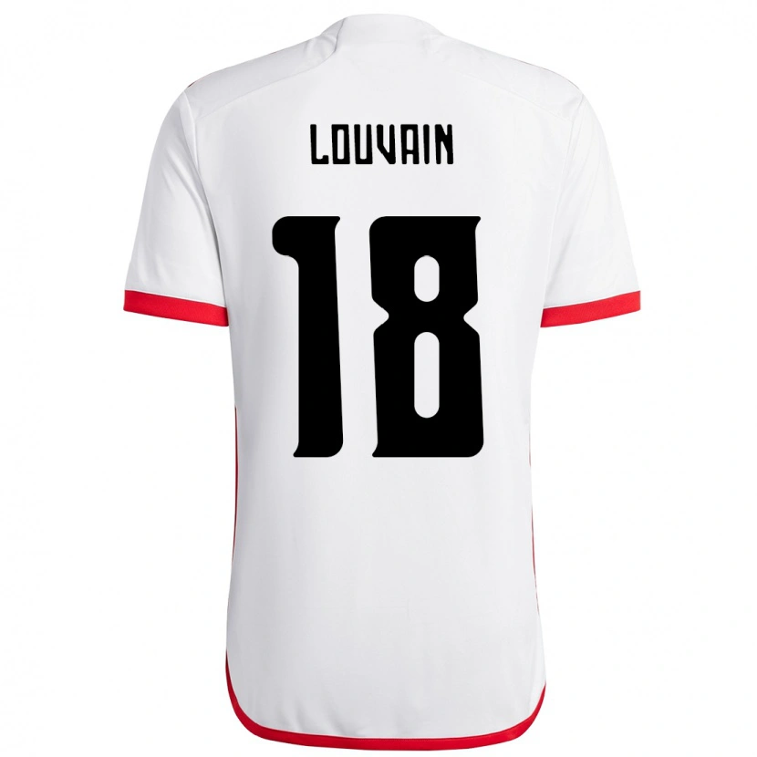 Danxen Bambino Maglia Gaby Louvain #18 Bianco Rosso Kit Gara Away 2025/26 Maglietta