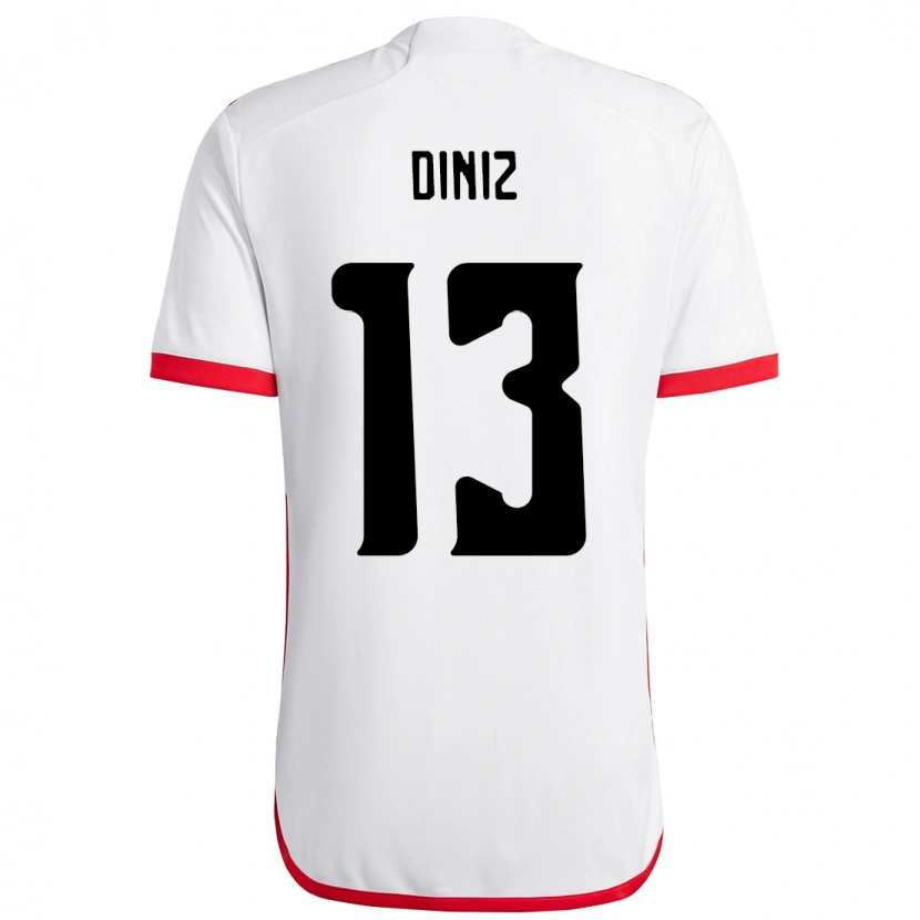 Danxen Bambino Maglia Renata Diniz #13 Bianco Rosso Kit Gara Away 2025/26 Maglietta