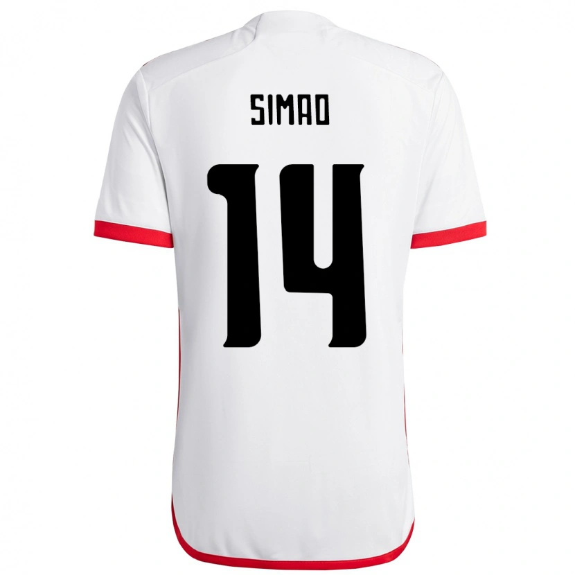 Danxen Bambino Maglia Samhia Simao #14 Bianco Rosso Kit Gara Away 2025/26 Maglietta