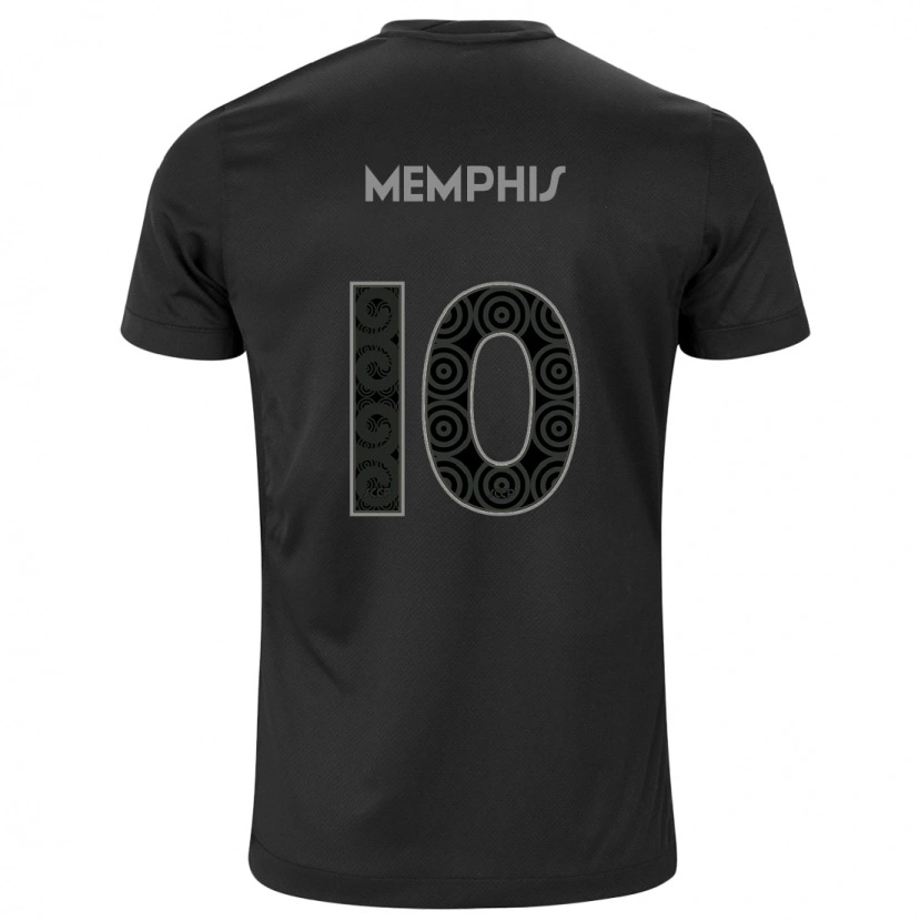 Danxen Bambino Maglia Memphis Depay #10 Nero Bianco Kit Gara Away 2025/26 Maglietta