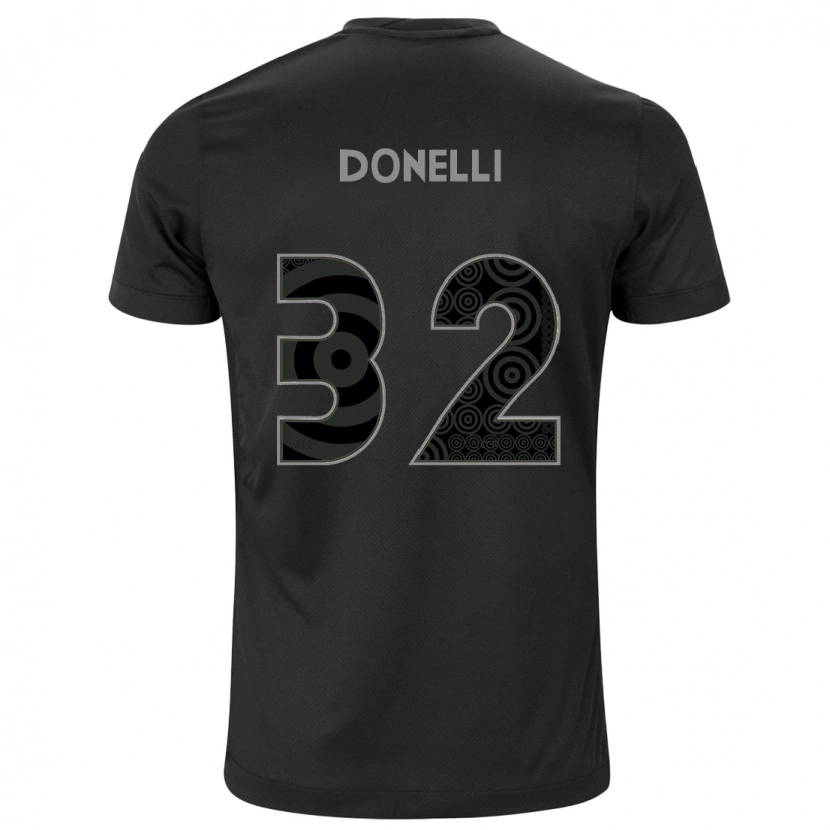 Danxen Bambino Maglia Matheus Donelli #32 Nero Bianco Kit Gara Away 2025/26 Maglietta