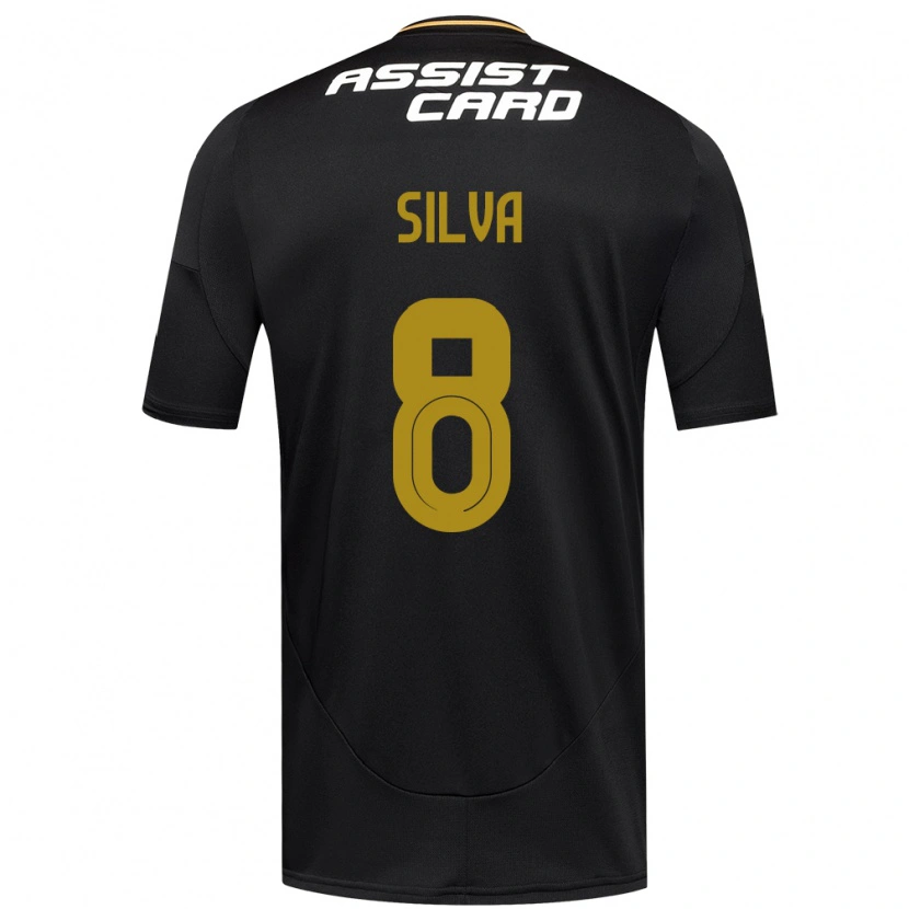Danxen Bambino Maglia Bastián Silva #8 Nero Bianco Kit Gara Away 2025/26 Maglietta