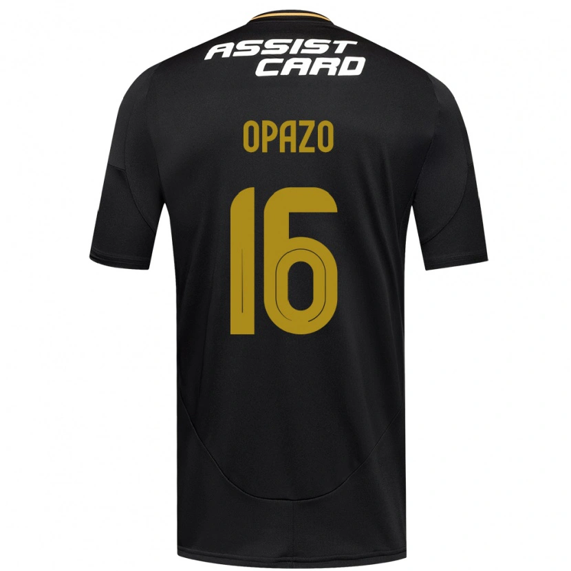 Danxen Bambino Maglia Óscar Opazo #16 Nero Bianco Kit Gara Away 2025/26 Maglietta