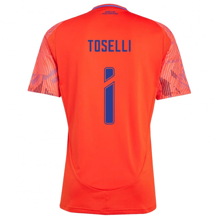 Danxen Bambino Maglia Cristopher Toselli #1 Arancione Rosso Kit Gara Away 2025/26 Maglietta