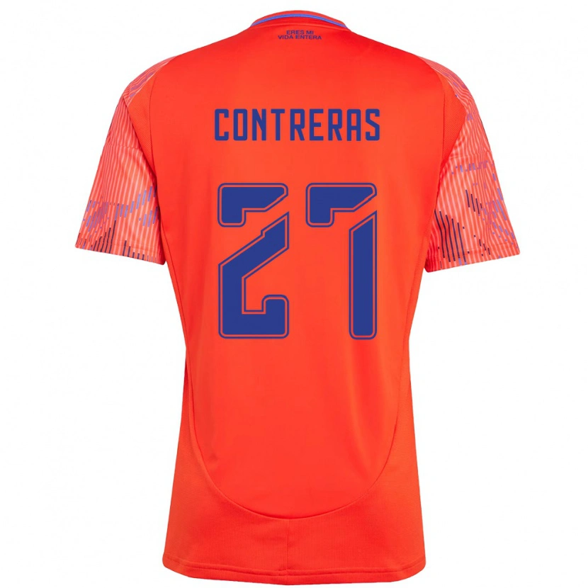 Danxen Bambino Maglia Rodrigo Contreras #27 Arancione Rosso Kit Gara Away 2025/26 Maglietta