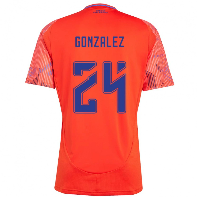Danxen Bambino Maglia Emma González #24 Arancione Rosso Kit Gara Away 2025/26 Maglietta
