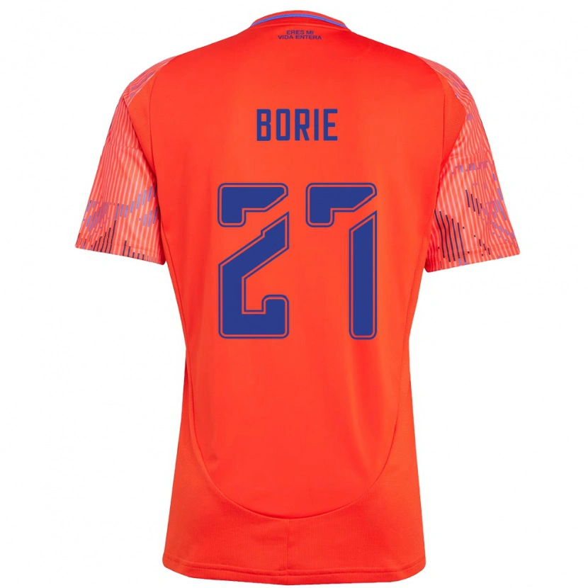 Danxen Bambino Maglia Emilie Borie #27 Arancione Rosso Kit Gara Away 2025/26 Maglietta