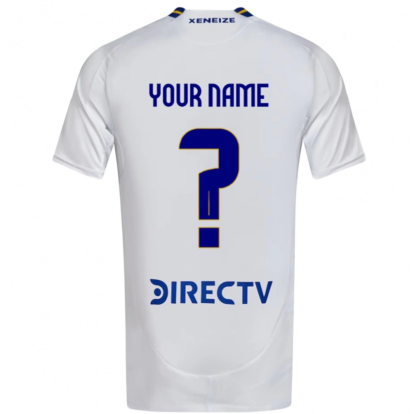 Danxen Bambino Maglia Il Tuo Nome #0 Bianco Blu Kit Gara Away 2025/26 Maglietta