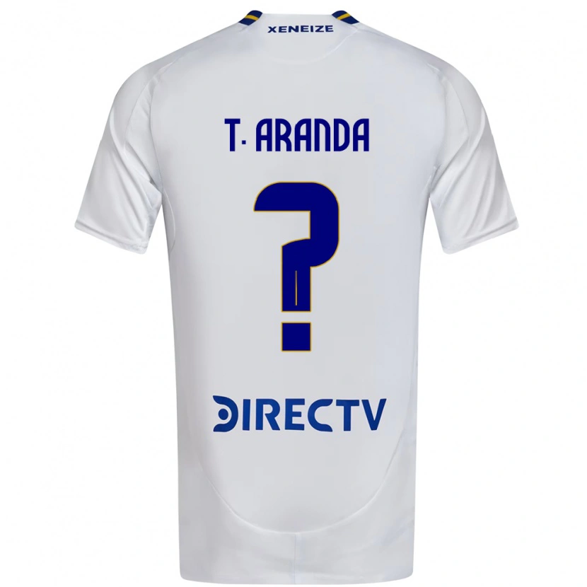 Danxen Bambino Maglia Tomás Aranda #0 Bianco Blu Kit Gara Away 2025/26 Maglietta
