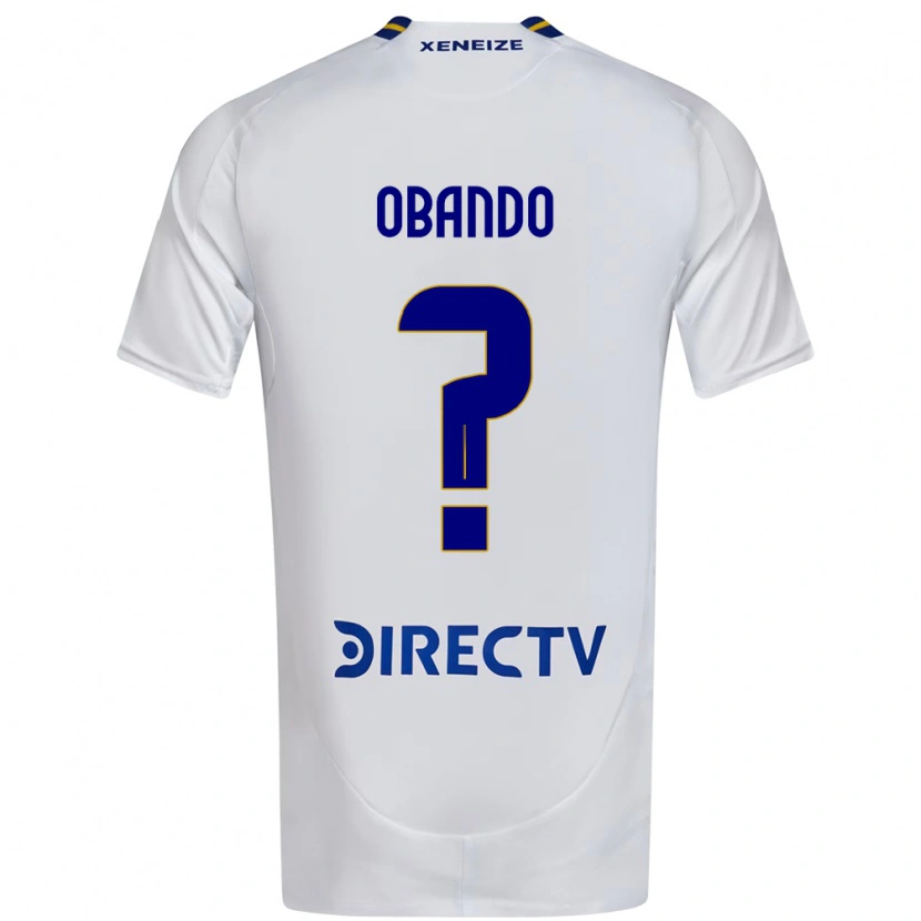 Danxen Bambino Maglia Agustin Obando #0 Bianco Blu Kit Gara Away 2025/26 Maglietta