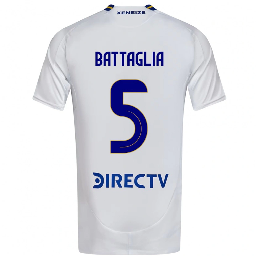 Danxen Bambino Maglia Rodrigo Battaglia #5 Bianco Blu Kit Gara Away 2025/26 Maglietta