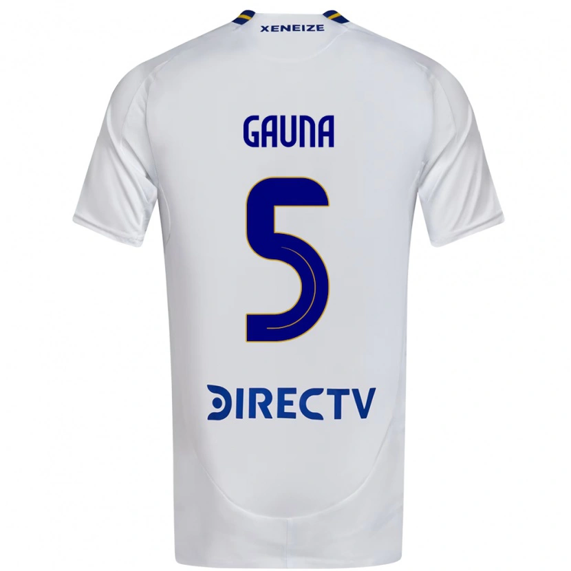 Danxen Bambino Maglia Santiago Gauna #5 Bianco Blu Kit Gara Away 2025/26 Maglietta