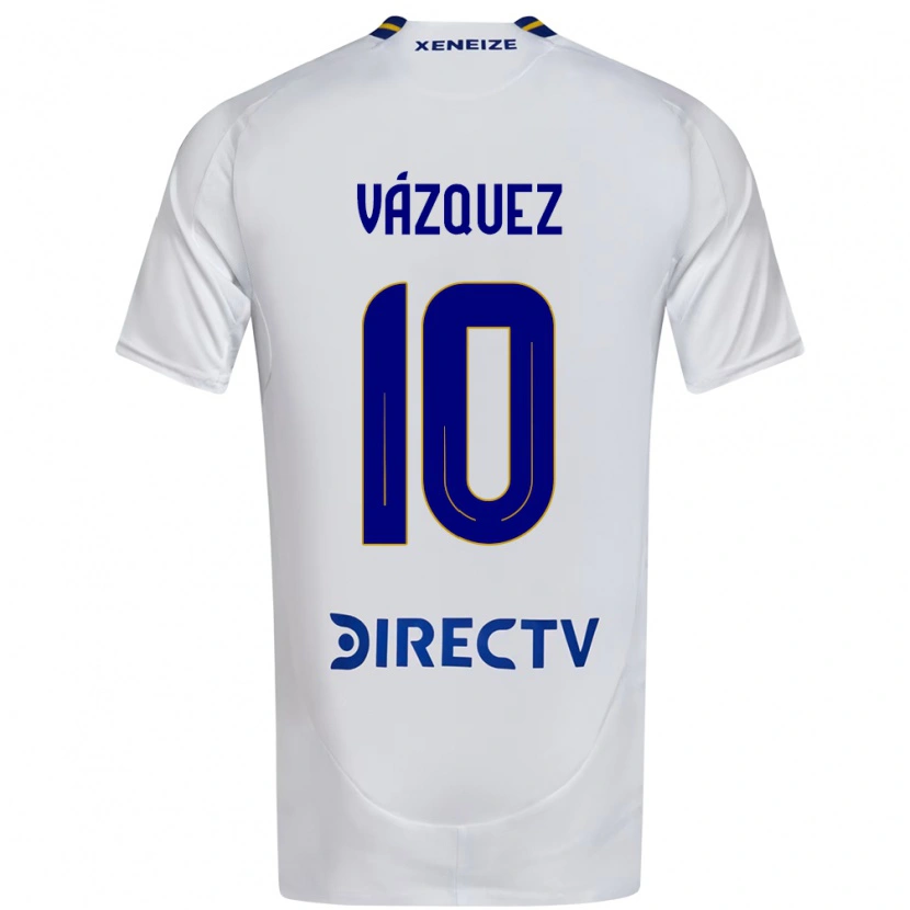 Danxen Bambino Maglia Lucas Vázquez #10 Bianco Blu Kit Gara Away 2025/26 Maglietta