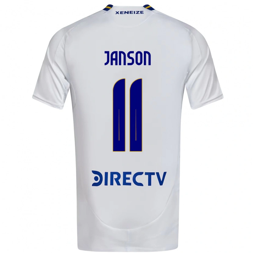Danxen Bambino Maglia Lucas Janson #11 Bianco Blu Kit Gara Away 2025/26 Maglietta